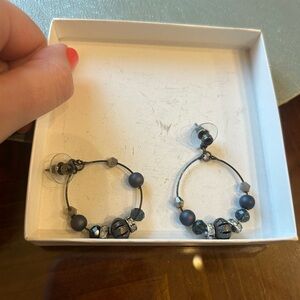 Matte Gray Bead Hoop Earrings - Elegant Women’s Jewelry